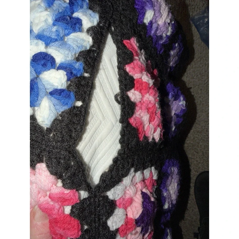 Vtg Granny Sq.Crochet Afghan Cottage Boho Prairie 97x68